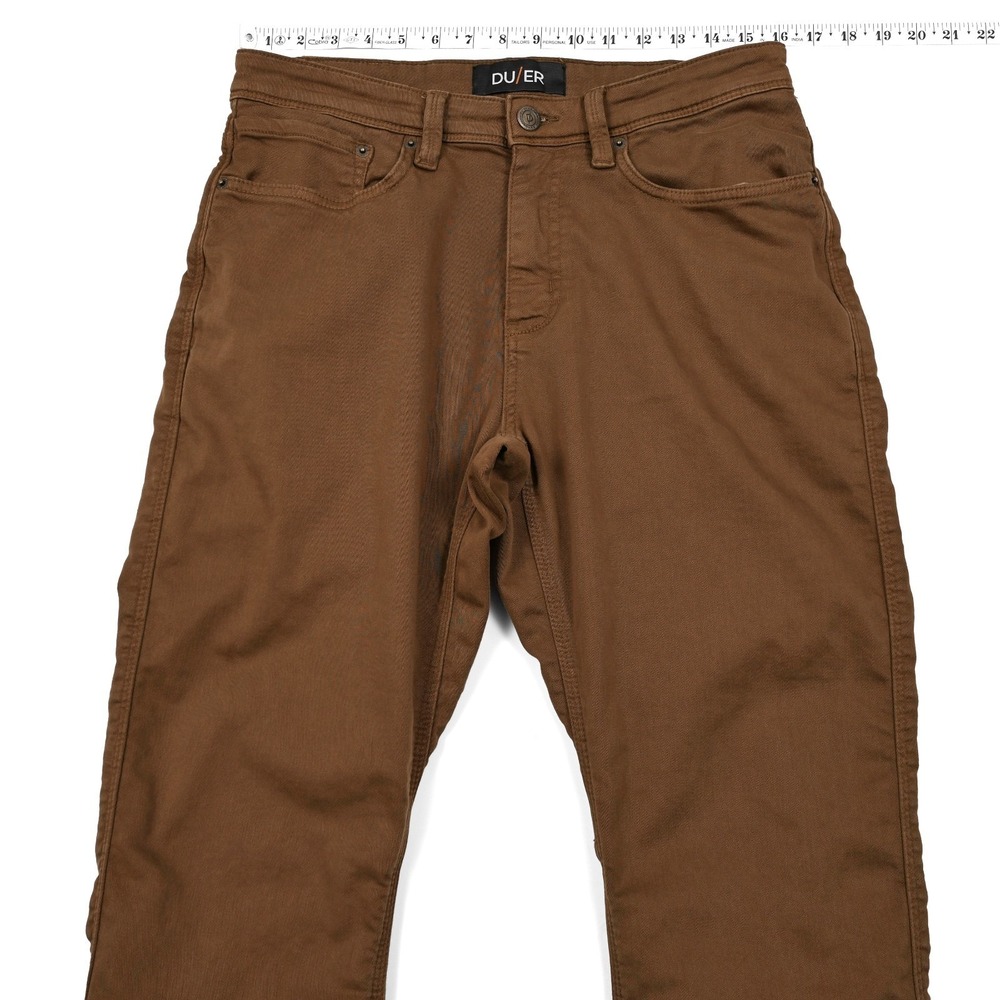 DU/ER No Sweat N2X Relaxed Taper Pants Stretch 32x32 (32x31) Mens Brown Chino - Picture 3 of 11